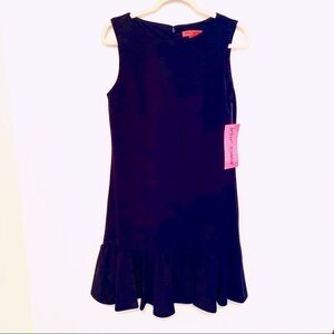 Betsey Johnson Navy Blue Ruffled Hem Scuba Sleeveless Dress …